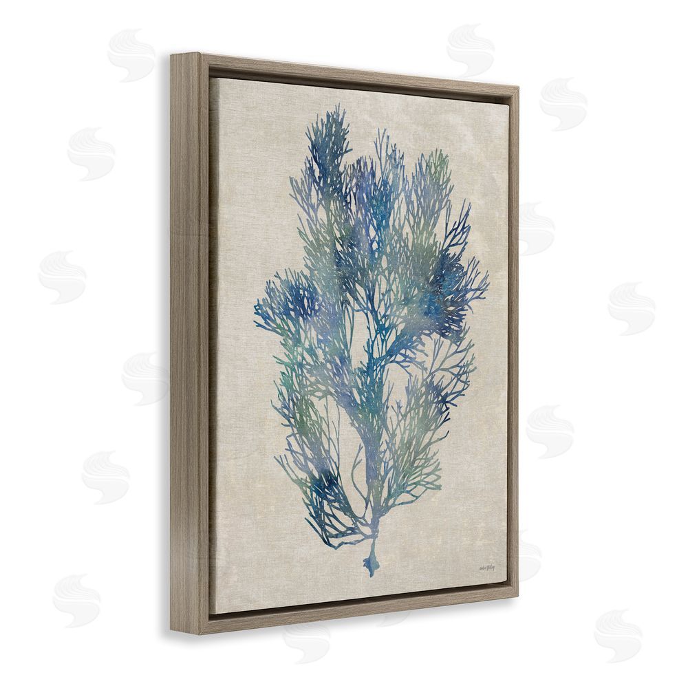Amber Sterling Misty Blue Coral Study Brown Floating Framed Canvas Wall Art