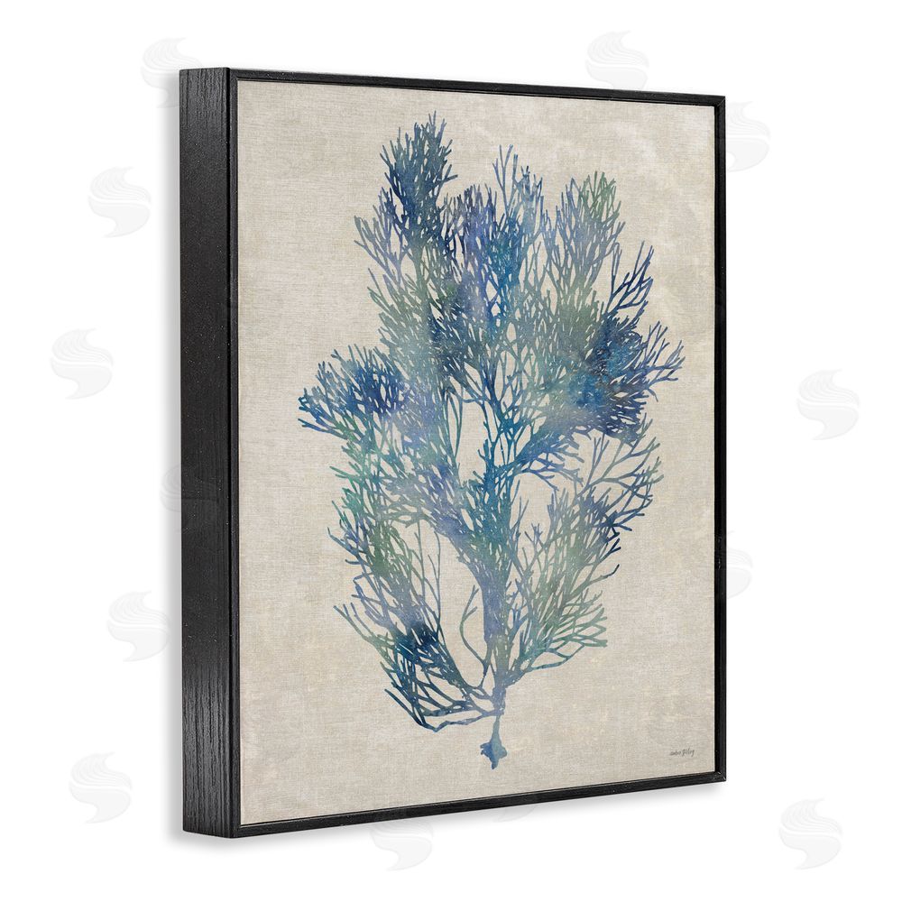 Amber Sterling Misty Blue Coral Study Black Framed Giclee Wall Art