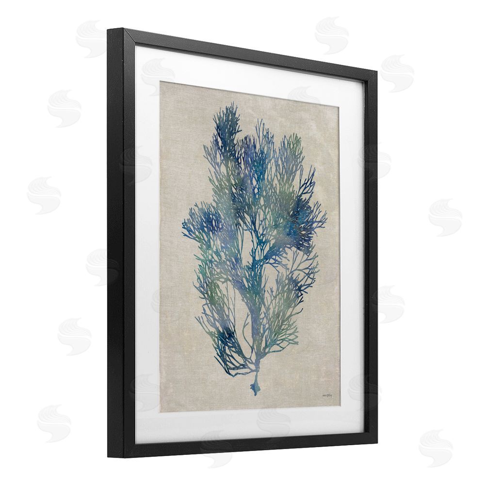 Amber Sterling Misty Blue Coral Study Black Framed Print Under Glass Wall Art