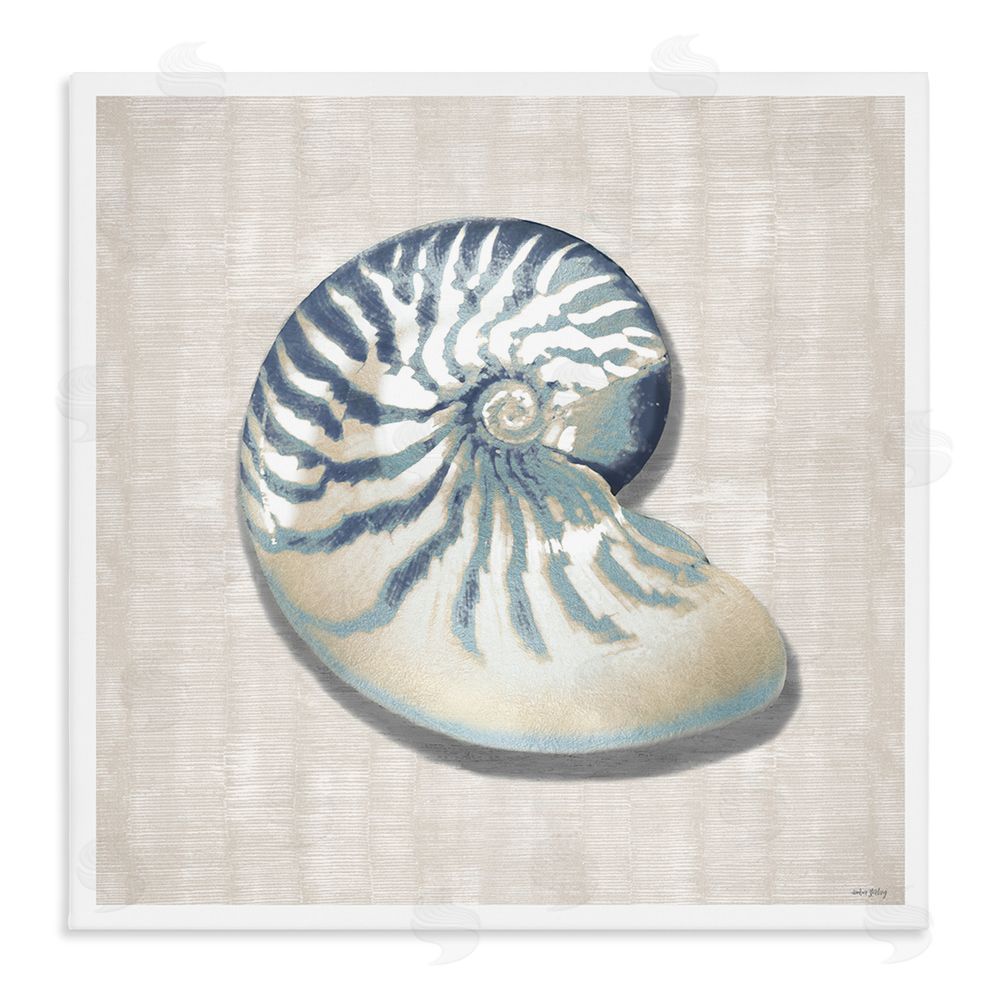 Amber Sterling Nautilus Shell in Misty Blue Stretched Canvas Wall Art