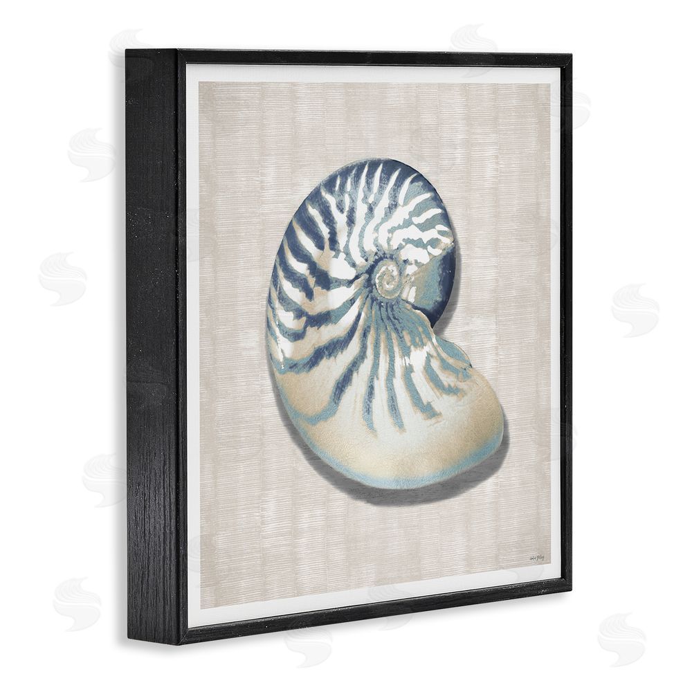 Amber Sterling Nautilus Shell in Misty Blue Black Framed Giclee Wall Art