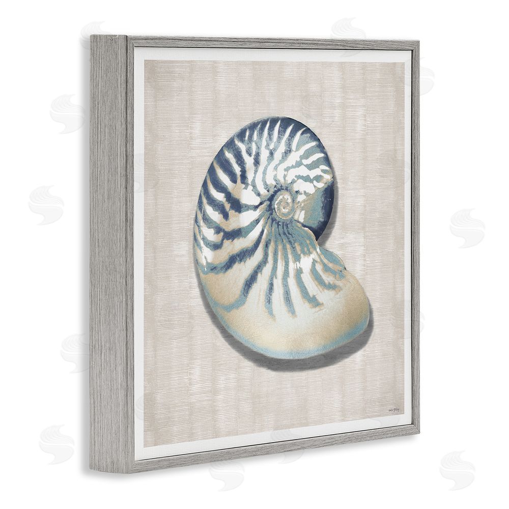 Amber Sterling Nautilus Shell in Misty Blue Gray Framed Giclee Wall Art