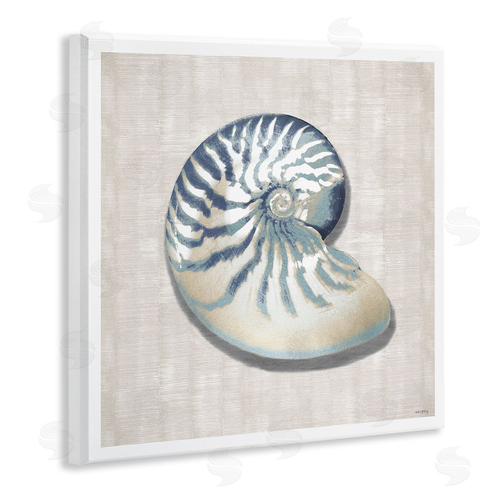 Amber Sterling Nautilus Shell in Misty Blue Wall Plaque Home Decor Art Print
