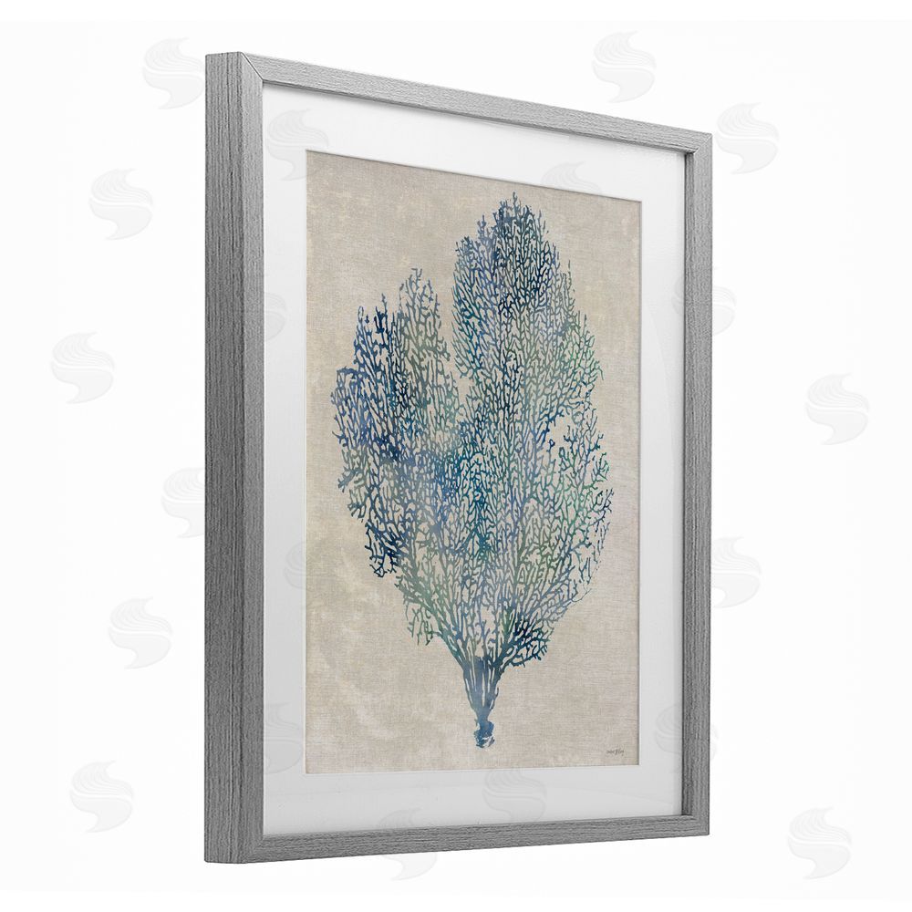 Amber Sterling Fan Coral in Blue & Green Gray Framed Print Under Glass Wall Art