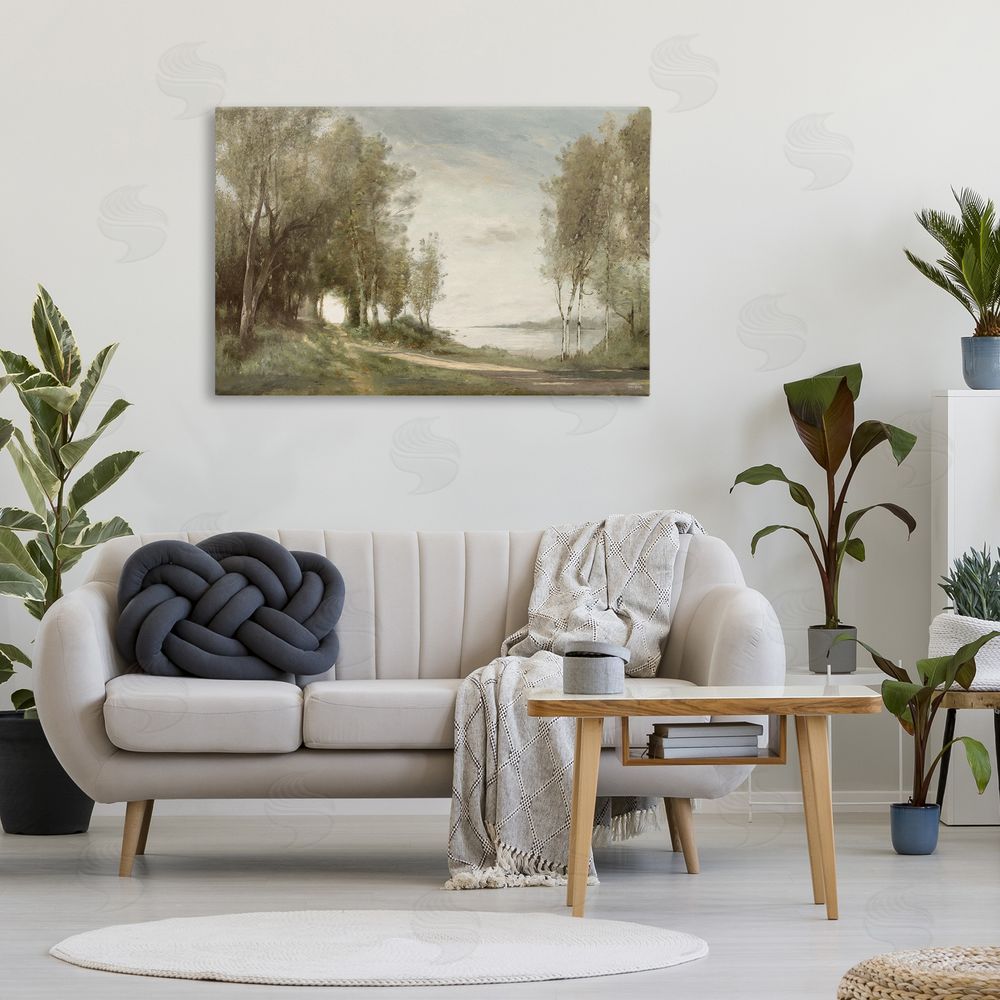 Amber Sterling Tranquil Lakeside Path Stretched Canvas on Wall