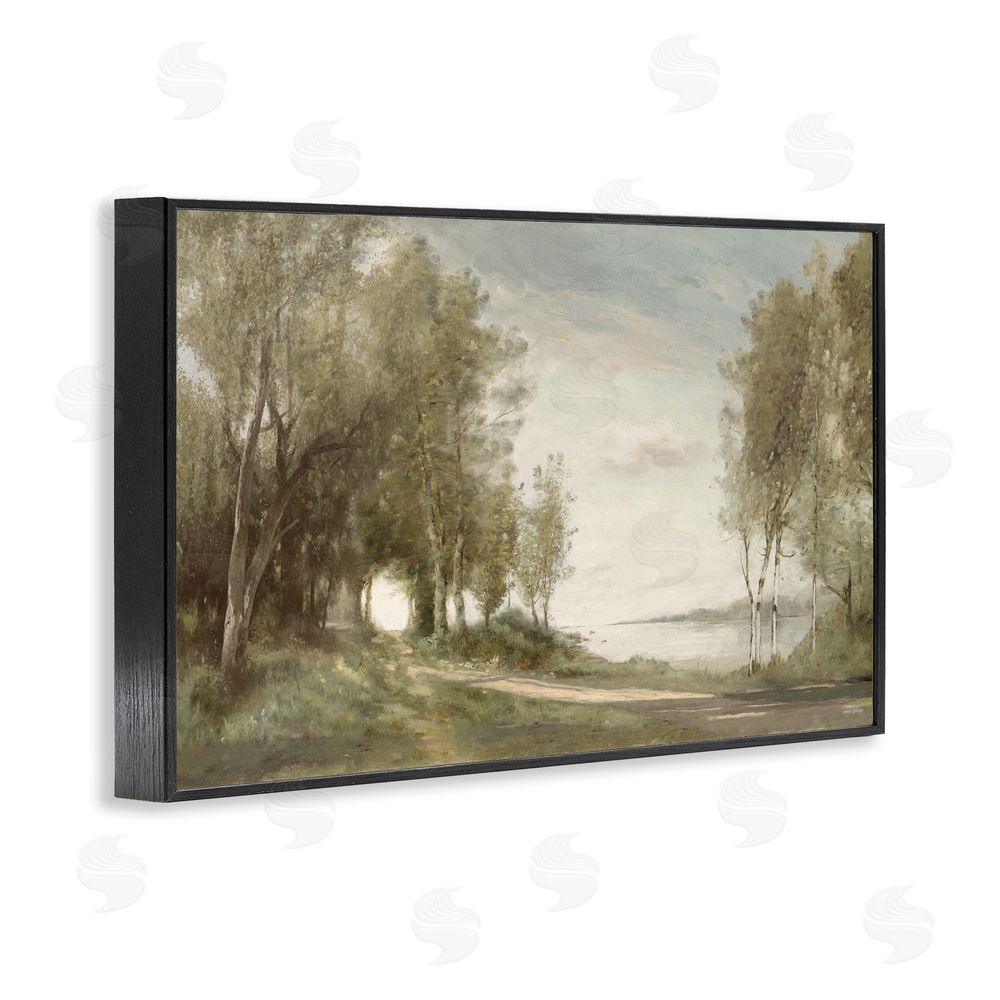 Amber Sterling Tranquil Lakeside Path Black Framed Giclee Wall Art Print