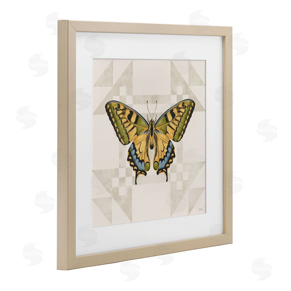Cat Thurman Designs Green Swallowtail Butterfly Brown Framed Print Under Glass Wall Art