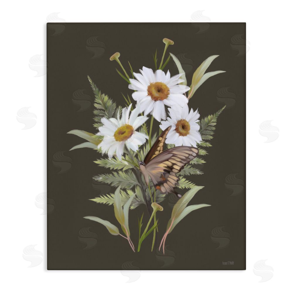 House Fenway Daisy Bouquet with Swallowtail Stretched Canvas Wall Art