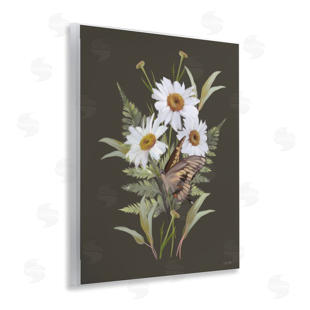 House Fenway Daisy Bouquet with Swallowtail Wall Plaque with Fixed Lithograph Print