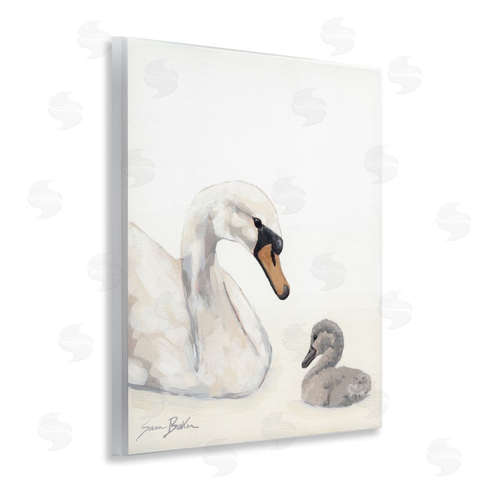 Sara Baker Mother Swan & Cygnet Wall Plaque Home Decor Art Print