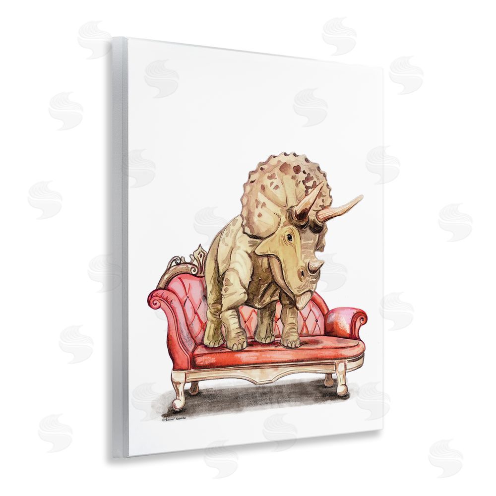 Rachel Nieman Chaise Lounge Triceratops Wooden Wall Plaque Art Print