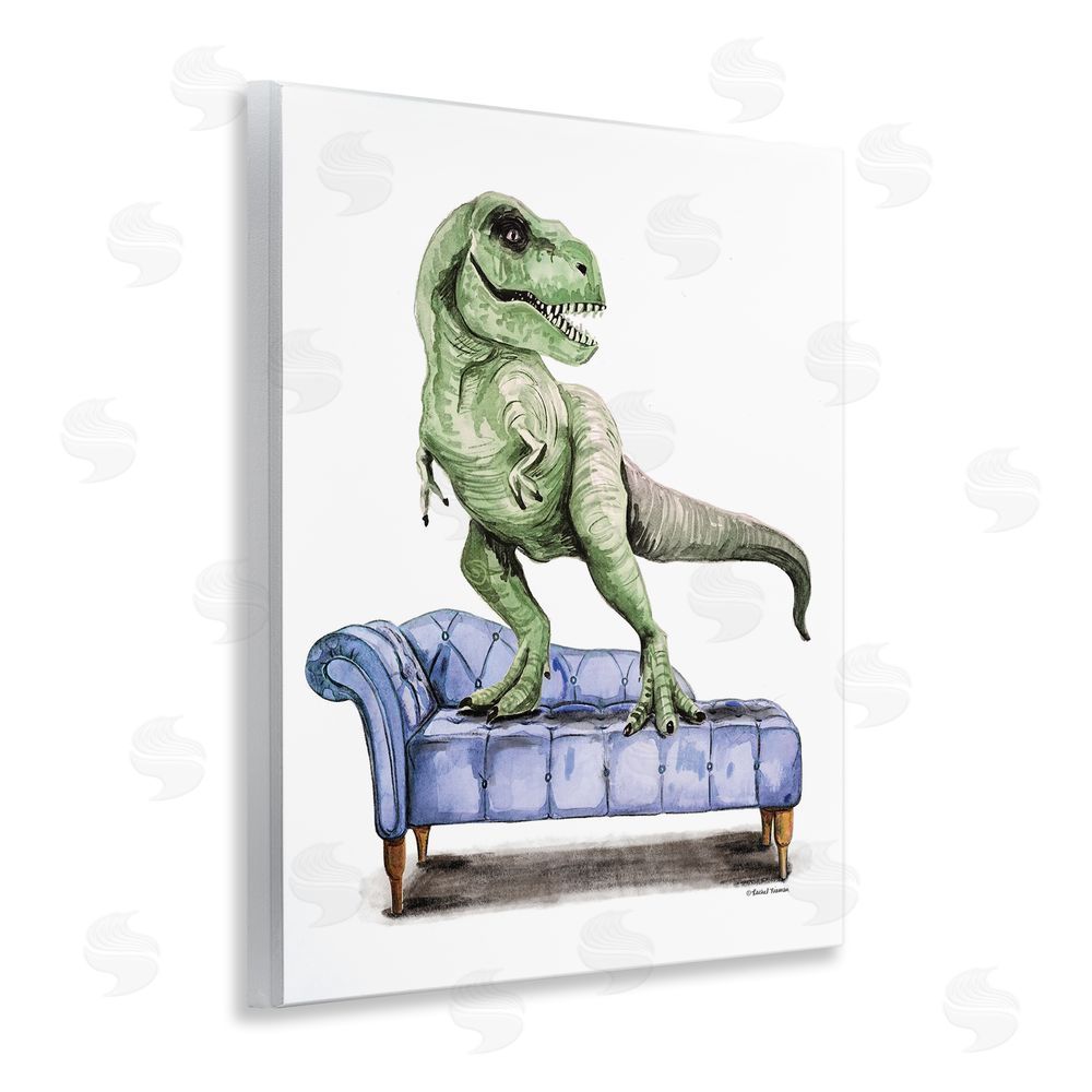 Rachel Nieman Chaise Lounge T-Rex Wooden Wall Plaque Art Print