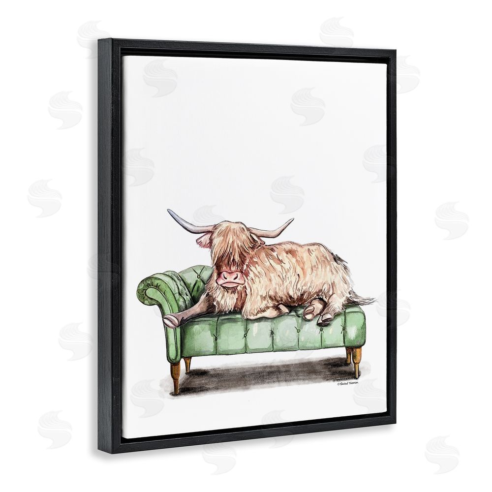 Rachel Nieman Chaise Lounge Highland Black Floating Frame Canvas Wall Art Print