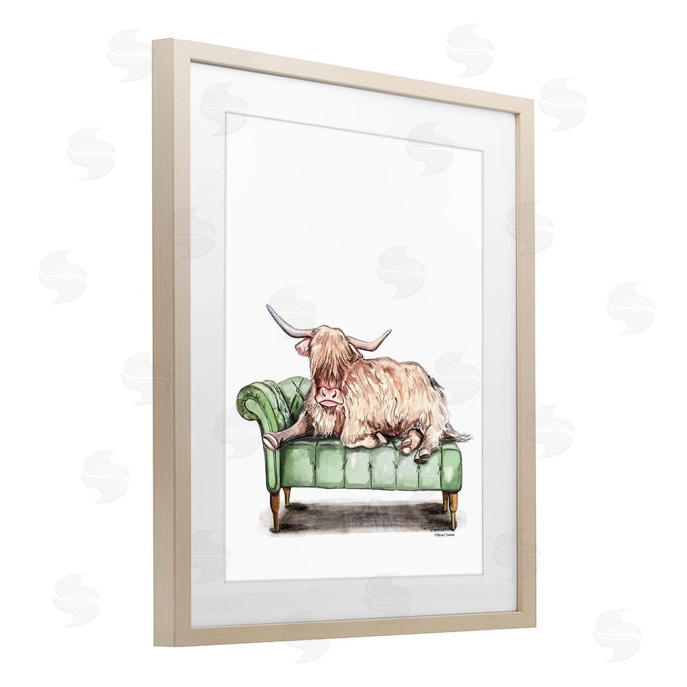 Rachel Nieman Chaise Lounge Highland Brown Framed Print Under Glass Wall Art