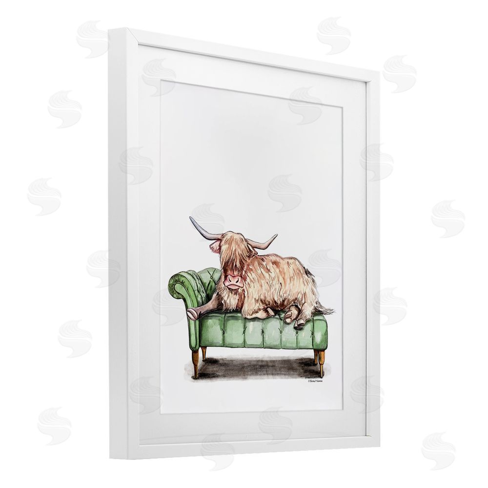 Rachel Nieman Chaise Lounge Highland White Framed Print Under Glass Wall Art