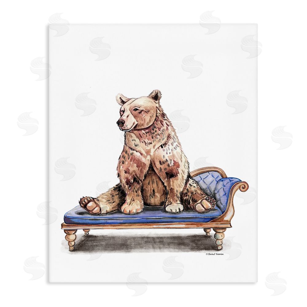 Rachel Nieman Chaise Lounge Bear Stretched Canvas Wall Art Print
