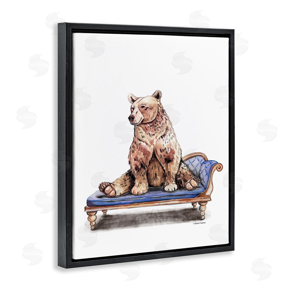 Rachel Nieman Chaise Lounge Bear Black Floating Frame Canvas Wall Art Print