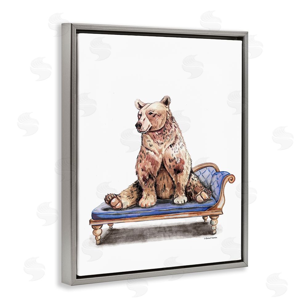Rachel Nieman Chaise Lounge Bear Gray Floating Frame Canvas Wall Art Print