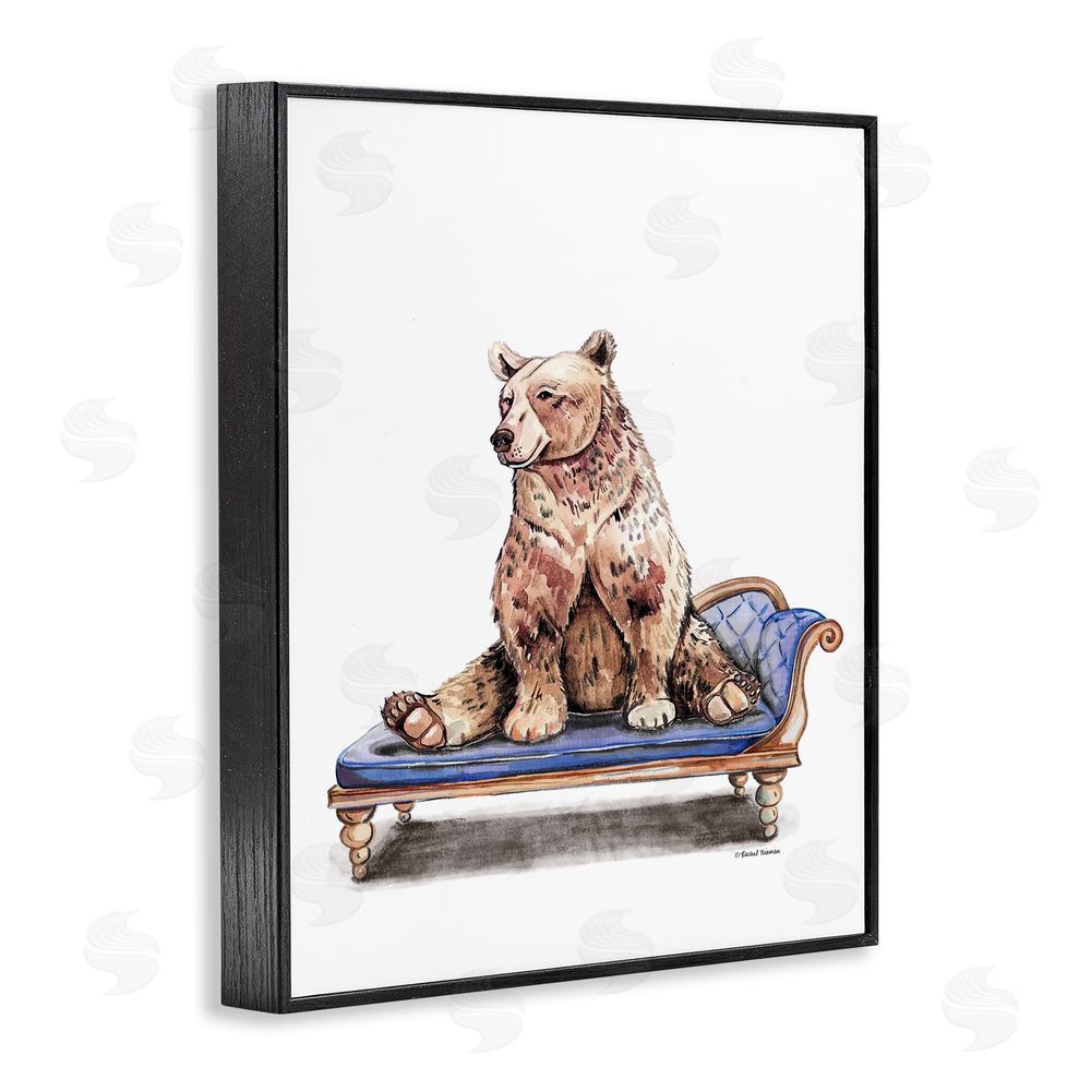 Rachel Nieman Chaise Lounge Bear Black Framed Giclee Wall Art Print