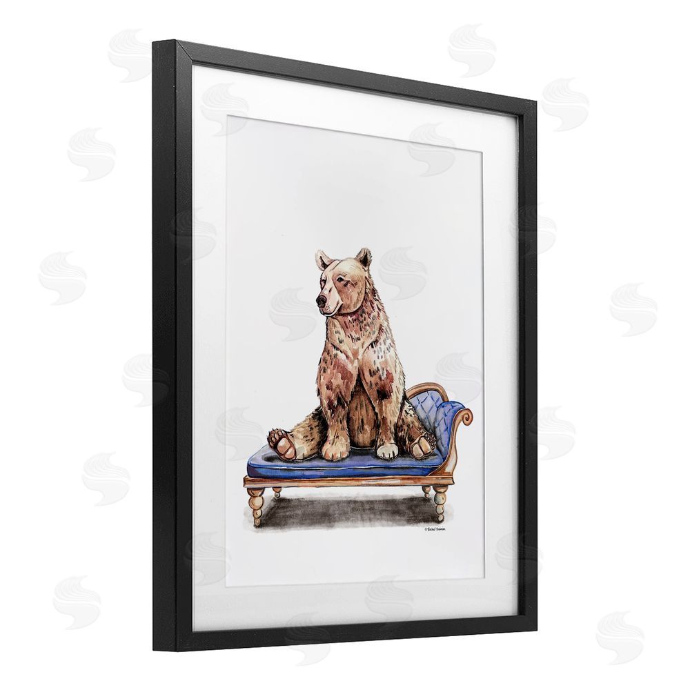 Rachel Nieman Chaise Lounge Bear Black Framed Print Under Glass Wall Art
