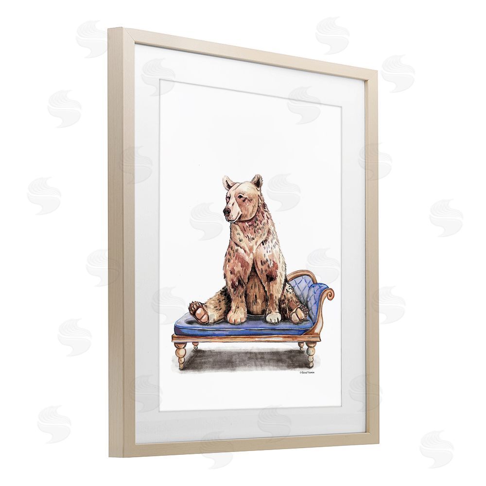Rachel Nieman Chaise Lounge Bear Brown Framed Print Under Glass Wall Art