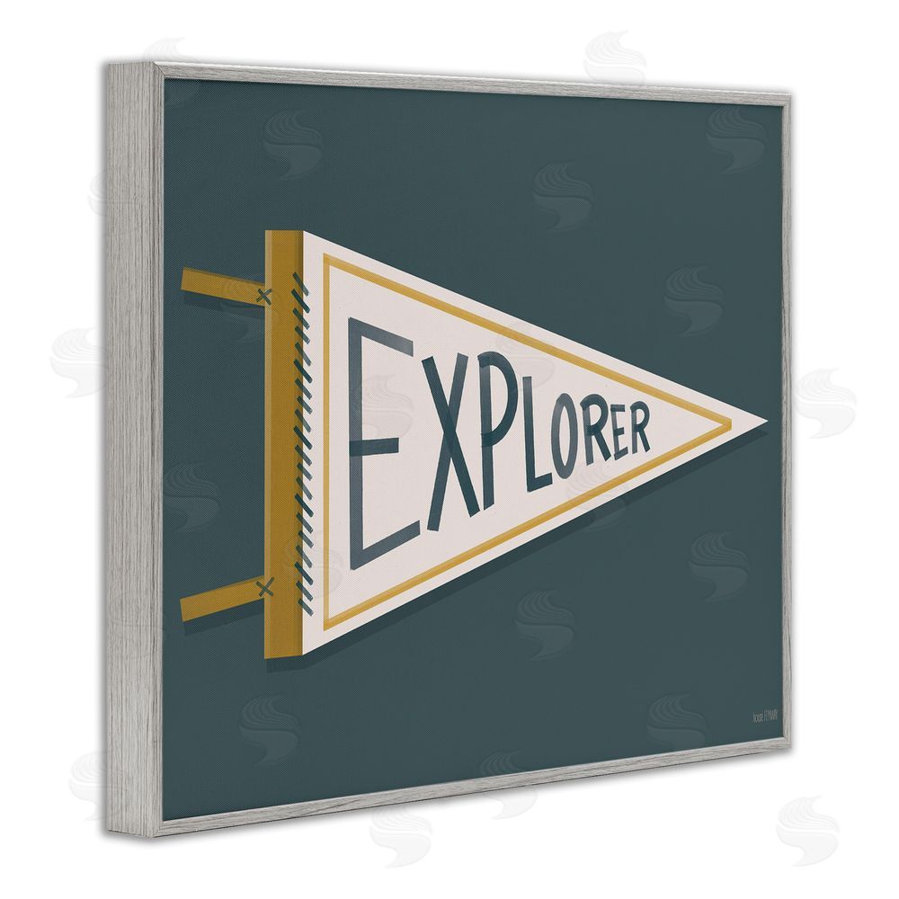 House Fenway Explorer Retro Pennant Gray Framed Giclee Wall Art