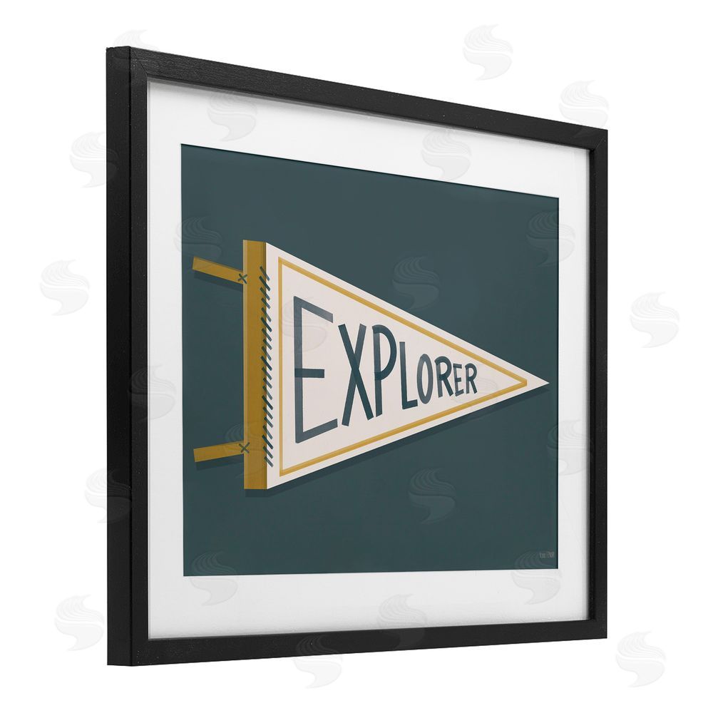 House Fenway Explorer Retro Pennant Black Framed Print Under Glass Wall Art