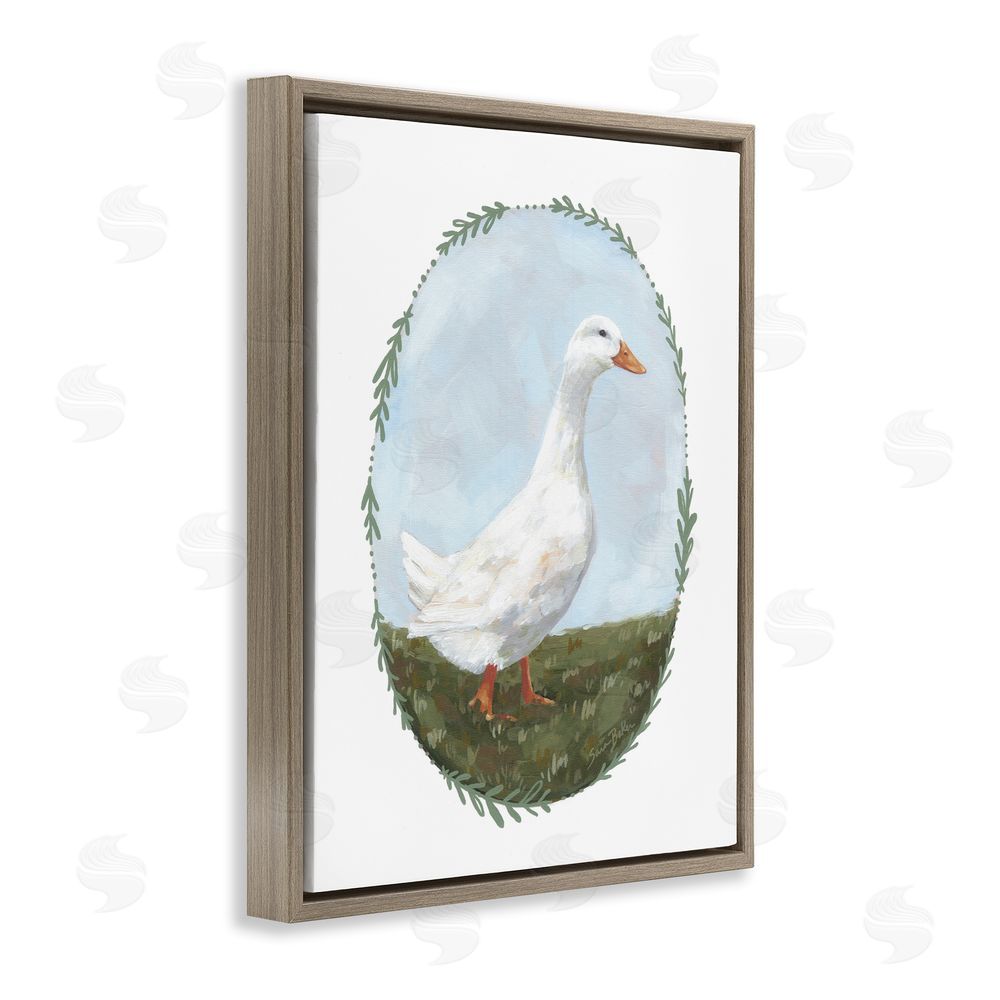 Sara Baker Gentle Duck in Meadow Brown Floating Framed Canvas Wall Art