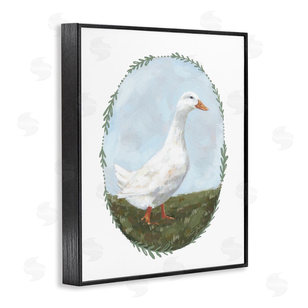 Sara Baker Gentle Duck in Meadow Black Framed Giclee Wall Art
