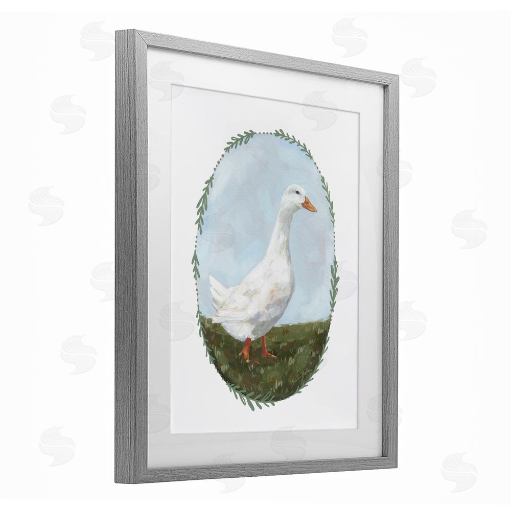 Sara Baker Gentle Duck in Meadow Gray Framed Print Under Glass Wall Art