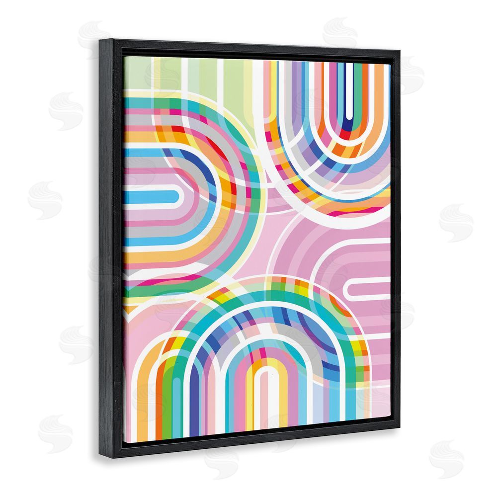 Amber Sterling Bright Playful Rainbow Arches Black Floating Frame Stretched Canvas Wall Art Print