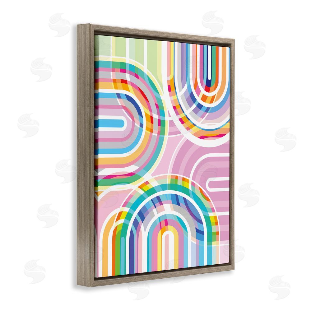 Amber Sterling Bright Playful Rainbow Arches Brown Floating Frame Stretched Canvas Wall Art Print