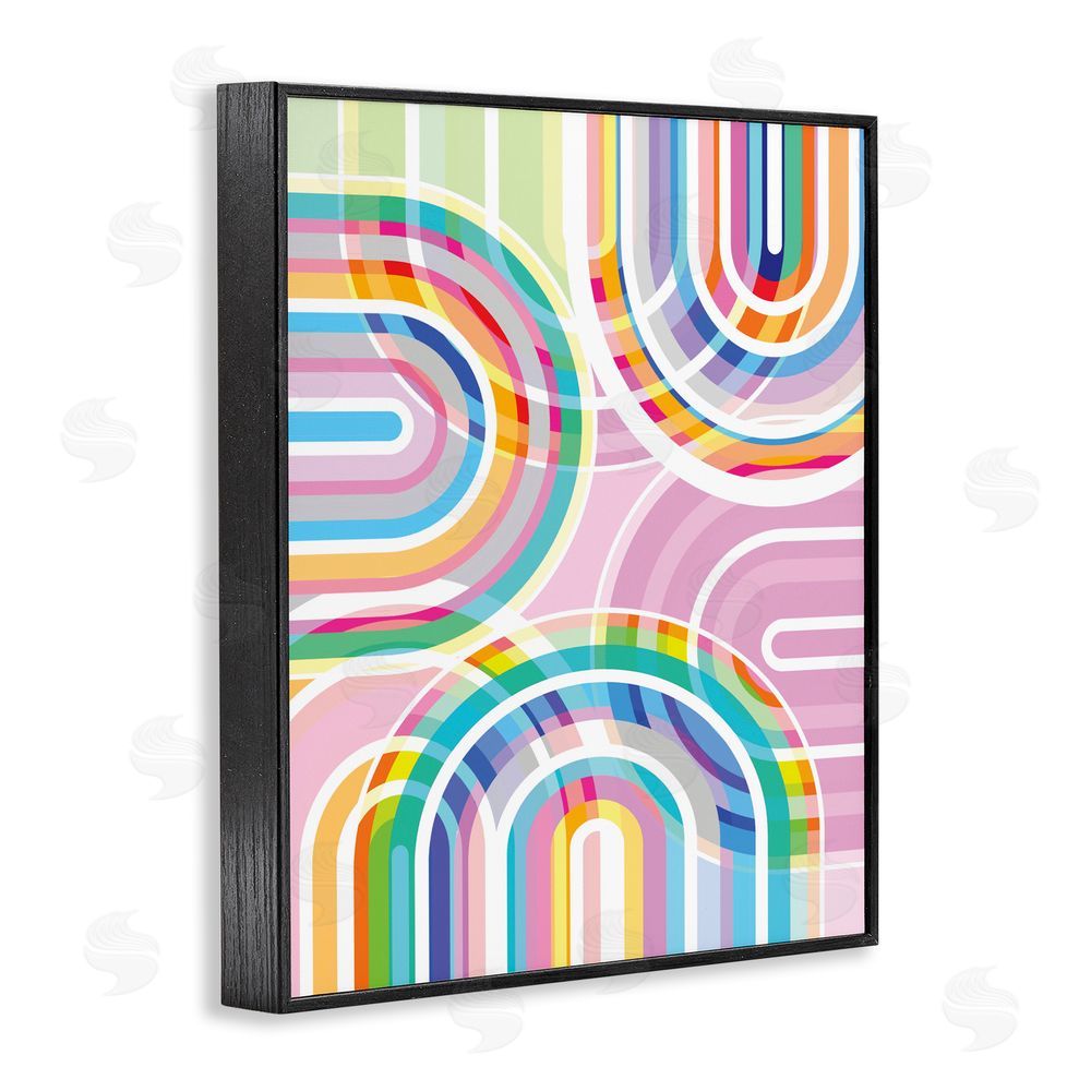 Amber Sterling Bright Playful Rainbow Arches Black Framed Giclee Wall Art Print