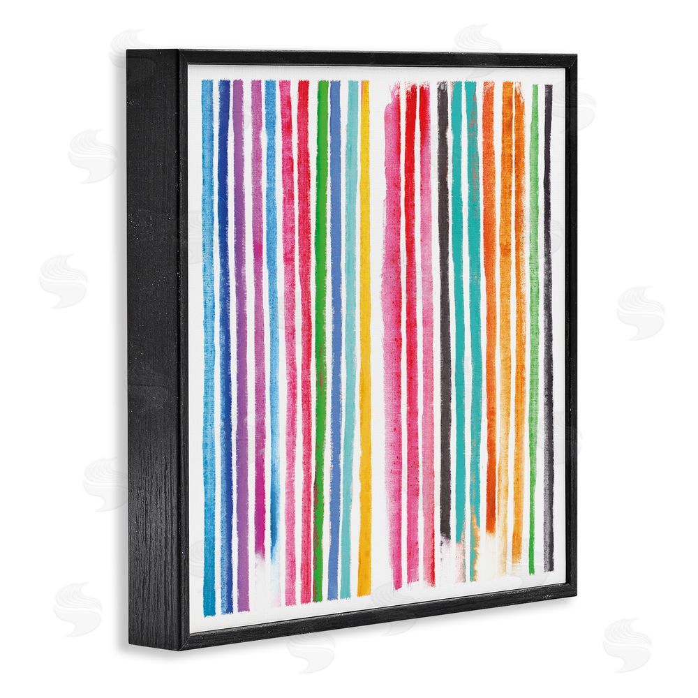 Amber Sterling Colorful Vertical Stripes Black Framed Giclee Wall Art Print