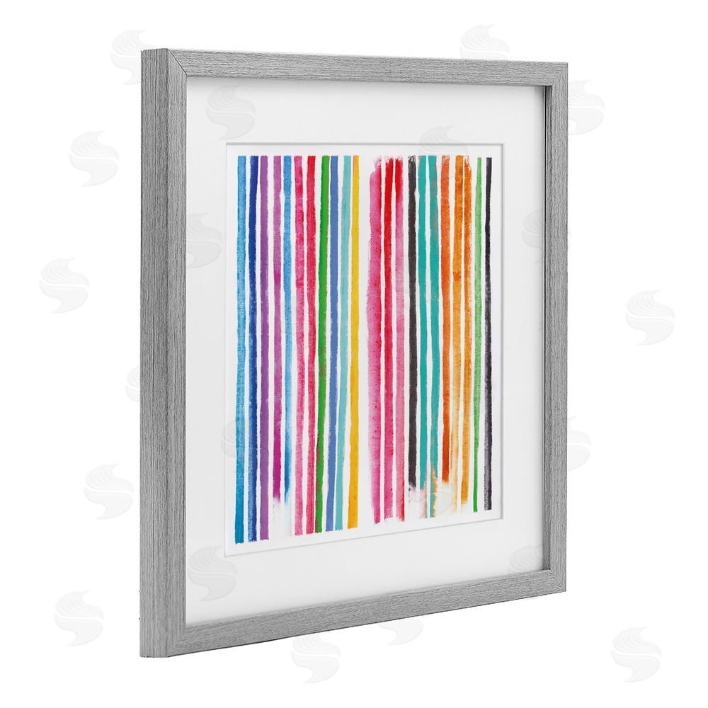 Amber Sterling Colorful Vertical Stripes Gray Framed Print Under Glass Wall Art