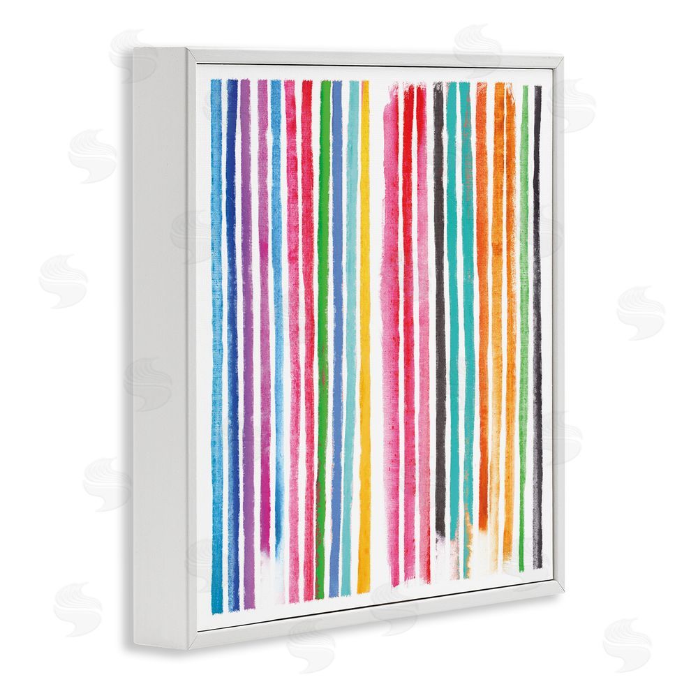 Amber Sterling Colorful Vertical Stripes White Framed Giclee Wall Art Print