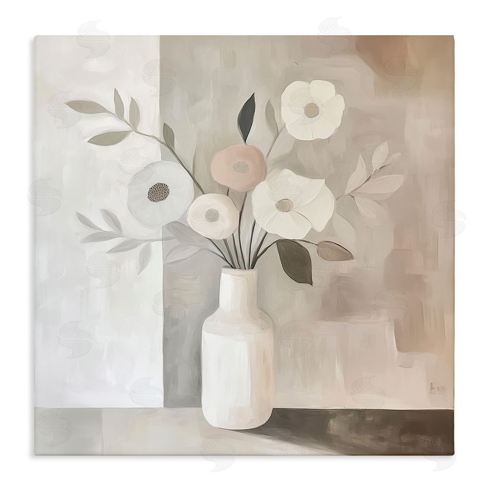 Heidi Kuntz Minimalist Muted Flower Vase Stretched Canvas Wall Art