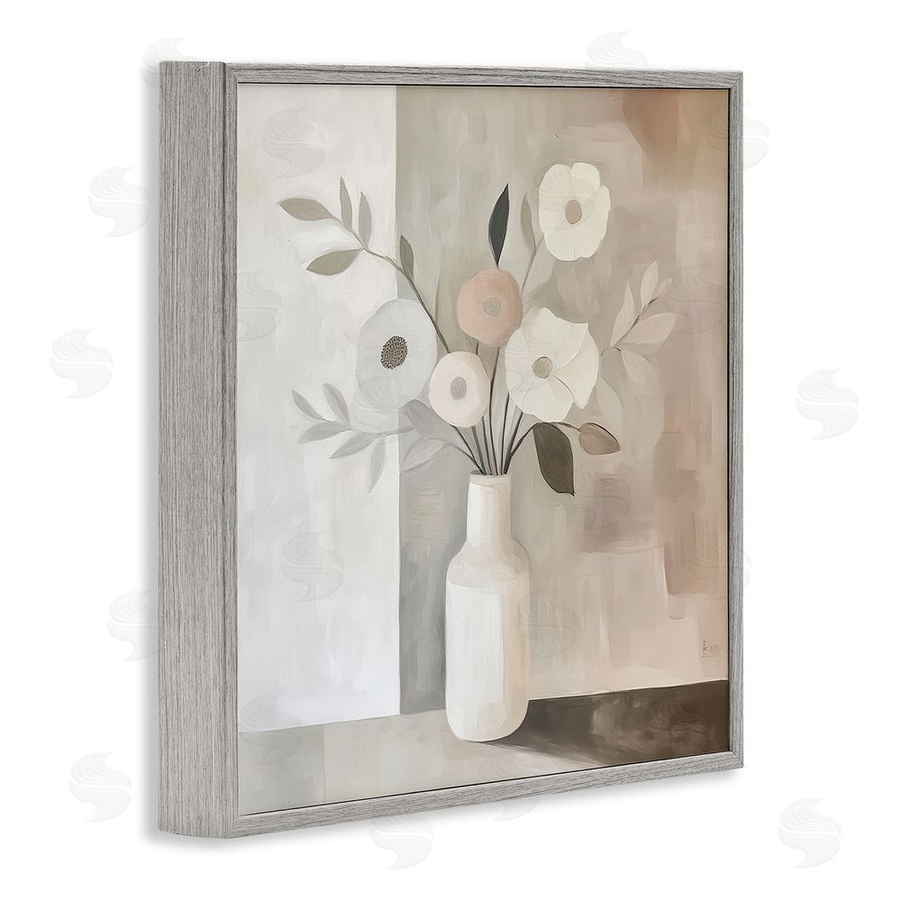 Heidi Kuntz Minimalist Muted Flower Vase Gray Framed Giclee Wall Art