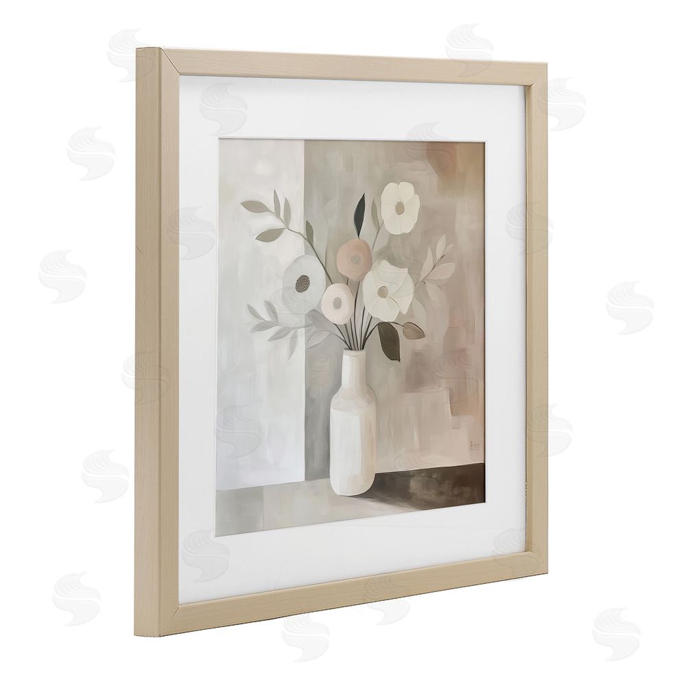 Heidi Kuntz Minimalist Muted Flower Vase Brown Framed Print Under Glass Wall Art