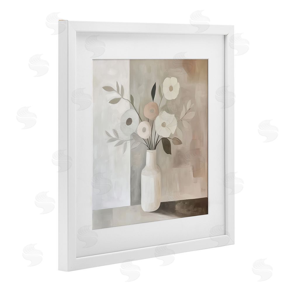 Heidi Kuntz Minimalist Muted Flower Vase White Framed Print Under Glass Wall Art