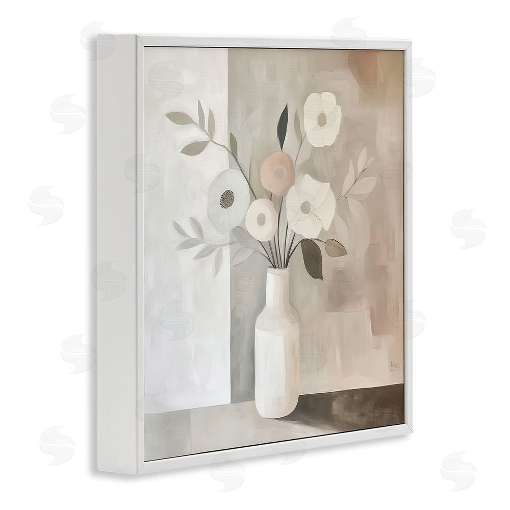 Heidi Kuntz Minimalist Muted Flower Vase White Framed Giclee Wall Art
