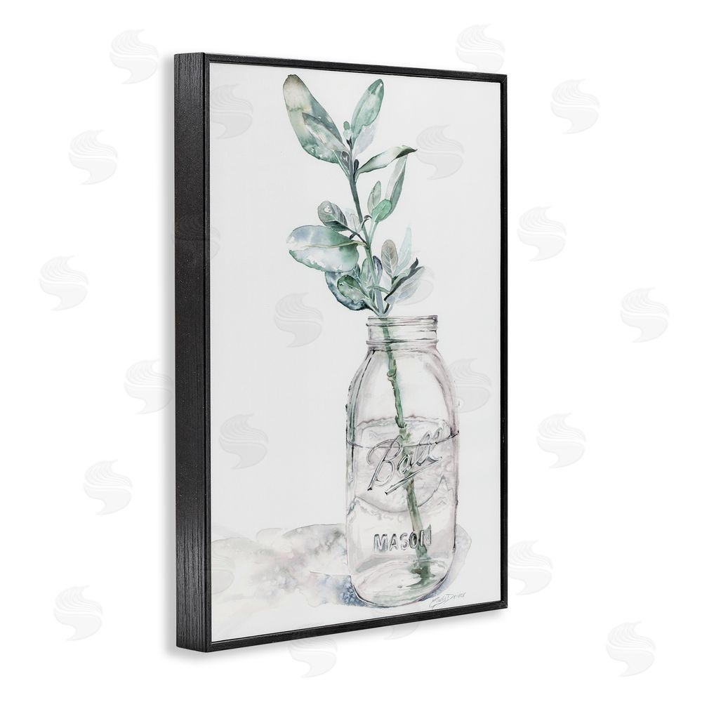 Cady Driver Minimal Herb in Glass Jar Black Framed Giclee Wall Art Print