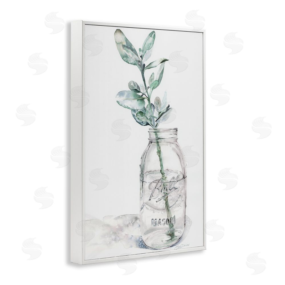 Cady Driver Minimal Herb in Glass Jar White Framed Giclee Wall Art Print