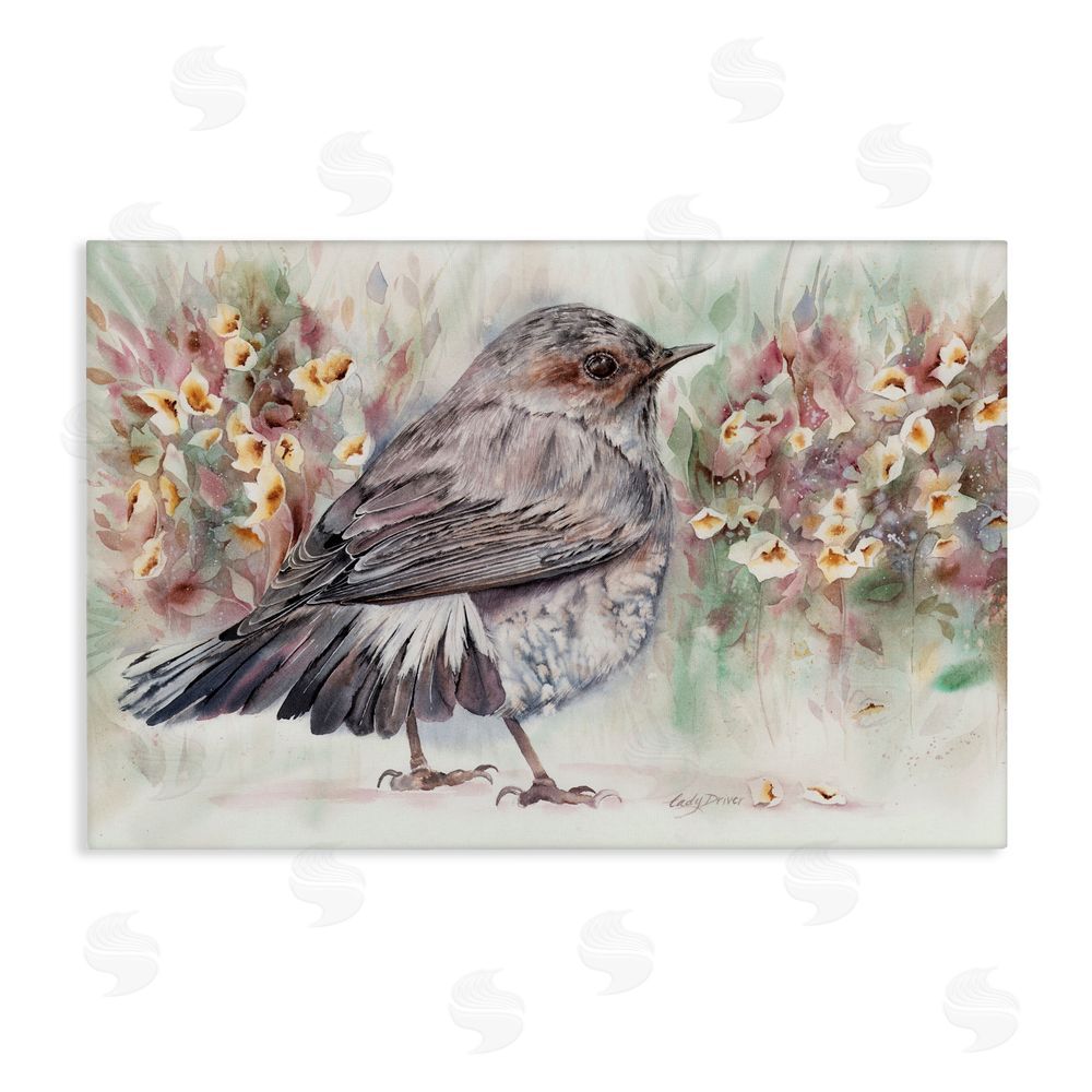 Cady Driver Peaceful Spring Bird & Flowers Canvas Wall Art Print