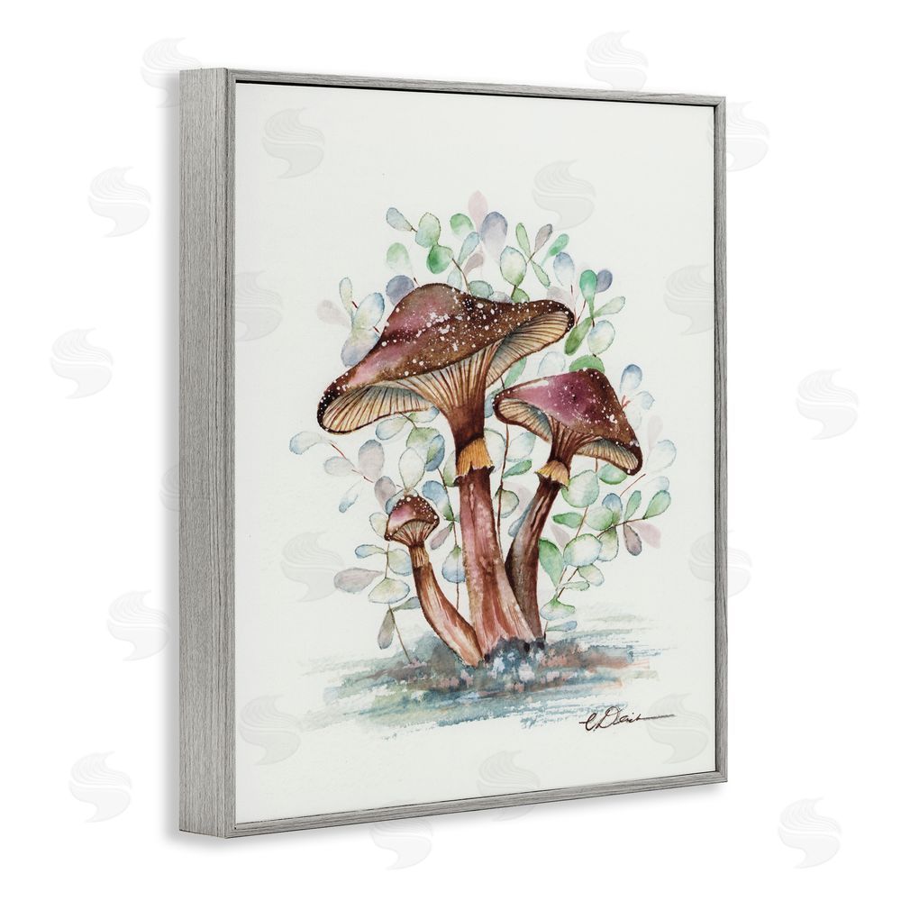 Cady Driver Earthy Fungi Mushrooms Gray Framed Giclee Wall Art Print