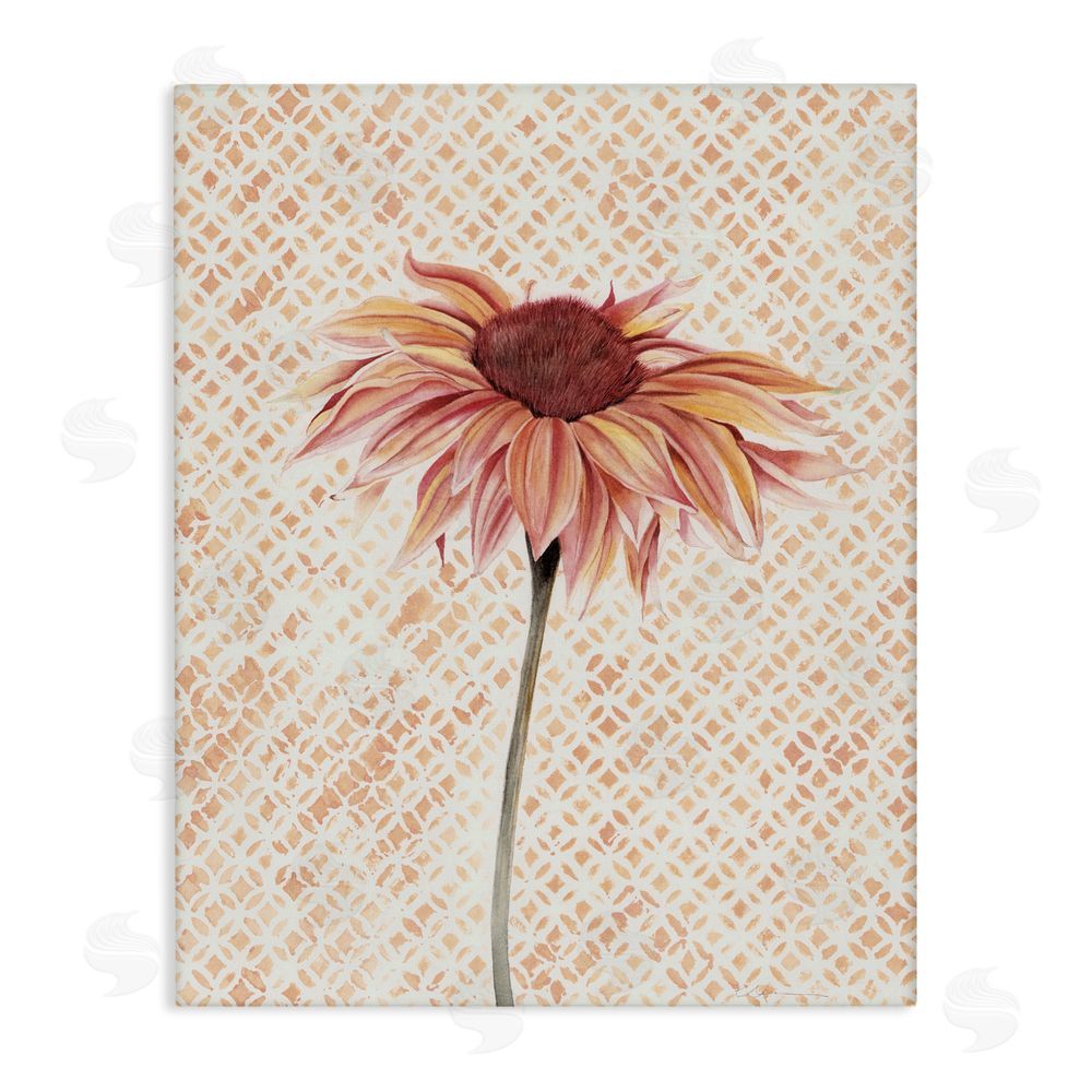 Cady Driver Sunflower on Detailed Pattern Canvas Wall Art Print