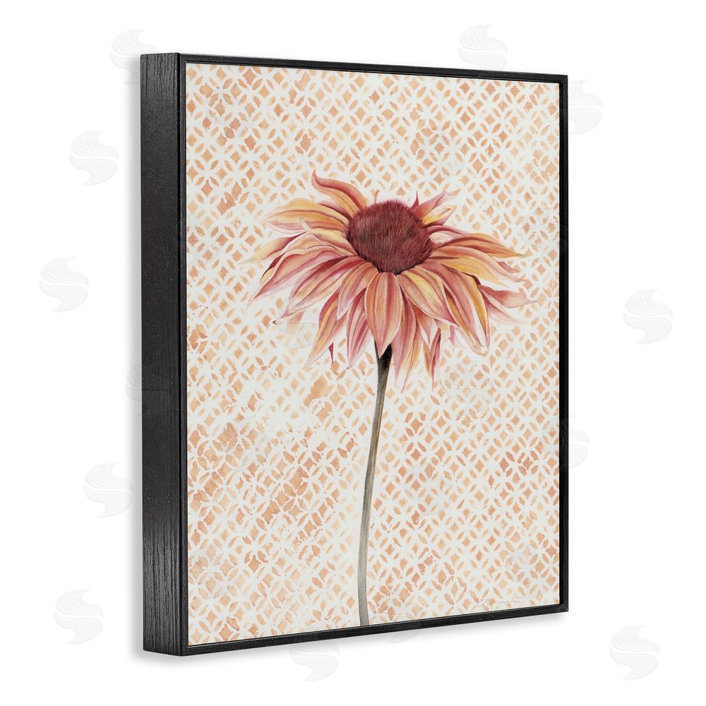 Cady Driver Sunflower on Detailed Pattern Black Framed Giclee Wall Art Print