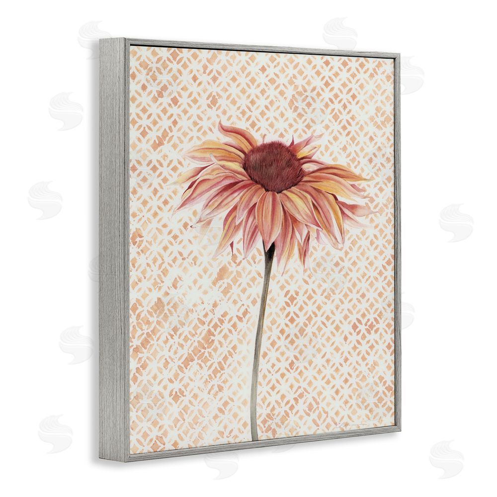 Cady Driver Sunflower on Detailed Pattern Gray Framed Giclee Wall Art Print