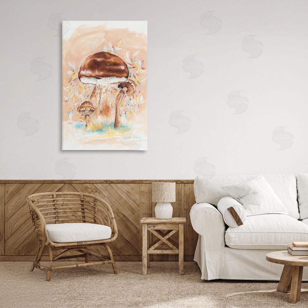 Cady Driver Brown Earthy Mushroom Trio Canvas Art on Wall