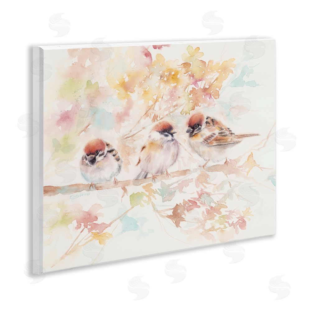 Cady Driver Trio of Birds on Watercolor Branch Wall Plaque Art Print